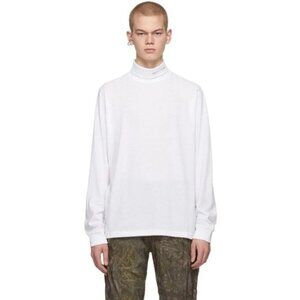 1017 ALYX 9SM Logo-Print Jersey Rollneck T-Shirt Size M Mens White $180